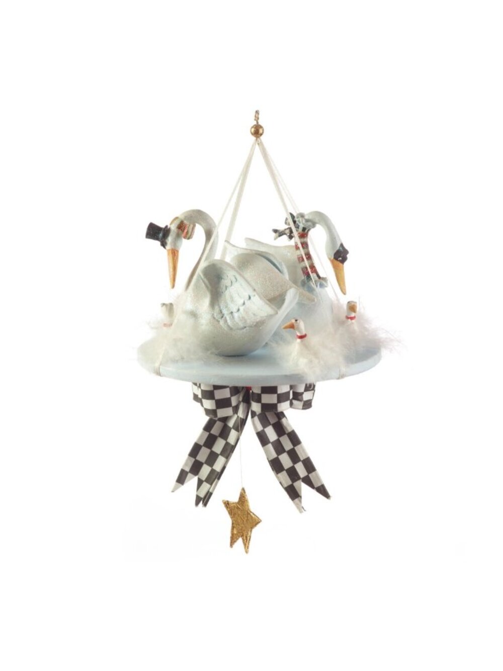 MacKenzie-Childs Patience Brewster 7 Swans Christmas Ornament NEW in BOX